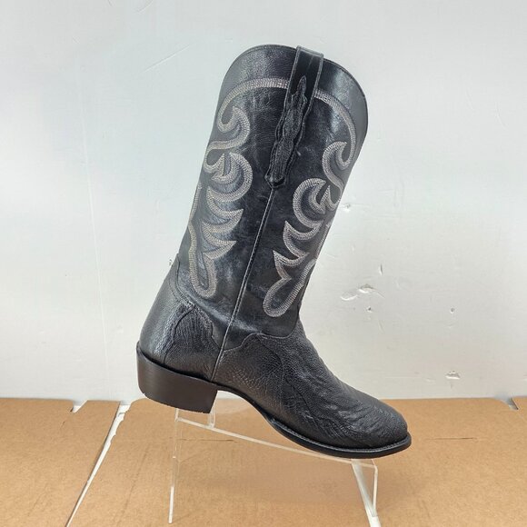EL DORADO ED 2203 MEN'S HANDMADE BLACK OSTRICH LEG WESTERN BOOTS MEDIUM TOE 13 D - Picture 6 of 13